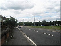 SU5901 : Looking along Elson Road towards the roundabout by Fort Brockhurst by Basher Eyre