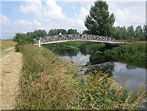 SP9672 : Footbridge into Stanwick Lakes Country Park by Michael Trolove