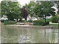 Sitting area beside the pond