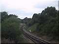 Railway curves round to Greet Tunnel