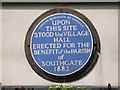 Blue plaque re Southgate Village Hall