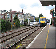 TM0595 : Attleborough railway station - train arriving at platform 1 by Evelyn Simak