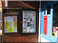 Cavendish Post Office: postbox and Coronation notice board