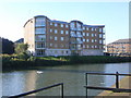 Looking across the canal to new flats