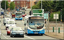 J3573 : Four buses, Belfast by Albert Bridge