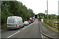 Plank Lane lift bridge, lifted, holding up traffic