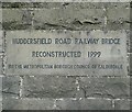 Datestone on the Huddersfield Road railway bridge, Rastrick