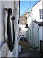 Looking out of Canons Close onto Kirkcudbright High Street