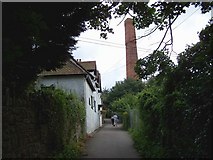 ST0642 : Lane To St Decumans Church and Mill Chimney by Geoff Pick
