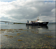 NG7526 : Atlantis, the glass bottomed boat at the Skye Bridge by Nigel J C Turnbull
