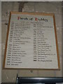 The incumbency board at St Mary, Highley