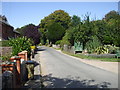 Main street through Litlington and entrance to the Tea Gardens