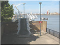 Steps over the flood barrier near Woolwich