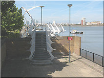 TQ4279 : Steps over the flood barrier near Woolwich by Stephen Craven