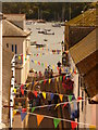 Salcombe: bunting in Union Street