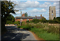 Lane junction and Kersey church tower