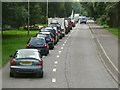 August traffic on the A361 approaching Braunton from Knowle