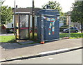 Blue former police phone box, Chepstow Road, Newport