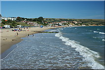 SZ0379 : Beach in Swanage Bay (1) by Peter Trimming