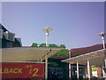 Lamp posts attached to the trolley parks in Beckton Asda