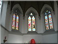 Stained glass windows above the altar at Sacred Heart RC Church, Fareham