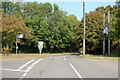 Triangle road junction at the top of Butt Hill