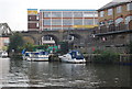 Boats moored by the railway bridge, River Medway