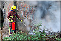 Firefighting beside the Regents Canal, Islington (1)