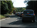 Traffic leaving University of Sussex, approaching the A27 at Falmer