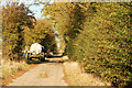 Tanker trailer beside a farm track near East Fields Farm