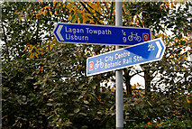 J3371 : National Cycle Network signs, Belfast by Albert Bridge