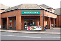 The entrance to Budgens supermarket, Southam