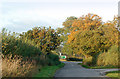 Autumn colour at the junction of Shakers Lane with the A423