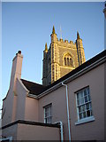 TM0533 : The vicarage and church tower Dedham by PAUL FARMER