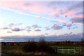 Evening sky with vapour trails, Broadwell