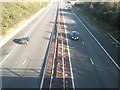 SU7009 : Looking north up the A3(M) from the footbridge by Dunsbury Hill Farm by Basher Eyre