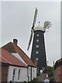 Waltham windmill and the nearby shops