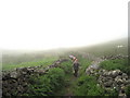 Misty bridleway below Craig-y-garn