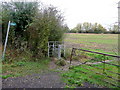 Footpath west from the lane to Walton Cardiff