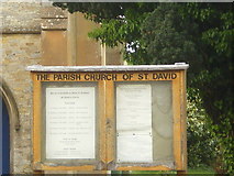 SP2446 : The Parish Church of St David, Newbold-on-Stour, Noticeboard by Alexander P Kapp