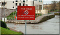 "Weir ahead" sign, Lisburn