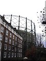 Gas holder viewed from Claydon Street