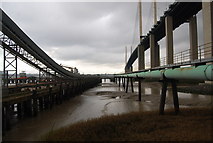 TQ5776 : Jetty, Pipeline & QE II Bridge by N Chadwick