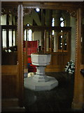 SD8789 : St Margaret's Church, Hawes, Font by Alexander P Kapp