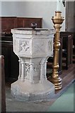 SP4115 : St Laurence, Combe, Oxon - Font by John Salmon