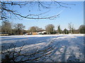 Snow covered playing fields at Rodborough School