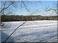 Snow covered sports field at The Chandler Junior School