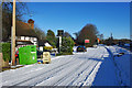 A snowy A264 Cherry Tree layby