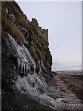 NS3119 : Ice on the rocks below Greenan Castle by Alec MacKinnon