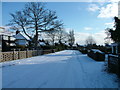 Lakeside road in the snow, Thorpeness Meare